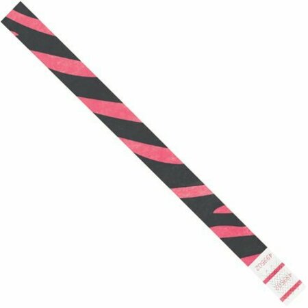BSC PREFERRED 3/4 x 10'' Pink Zebra Stripe Tyvek Wristbands, 500PK S-15232P